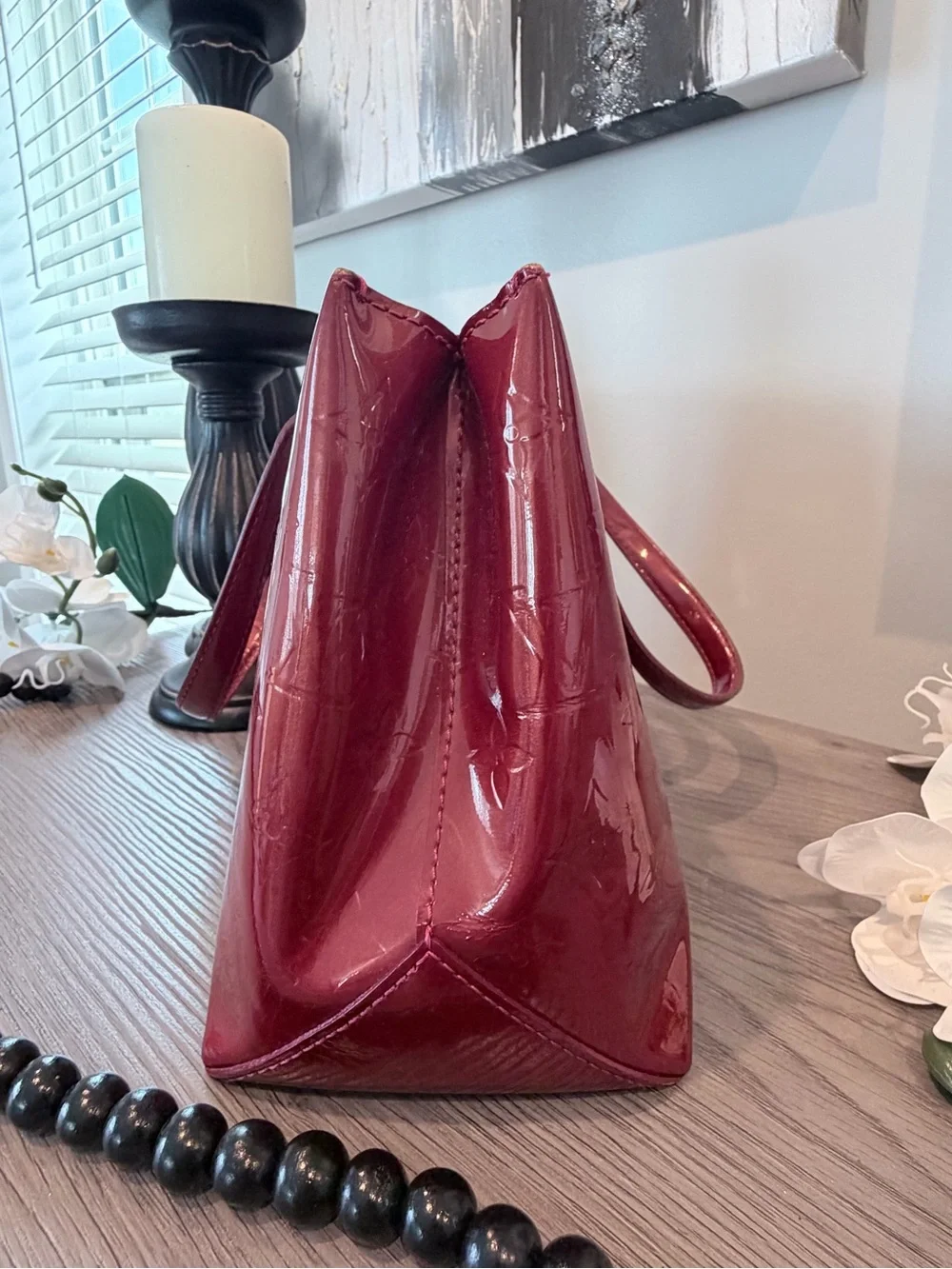 Louis Vuitton Red Vernis Patent Monogram Tote